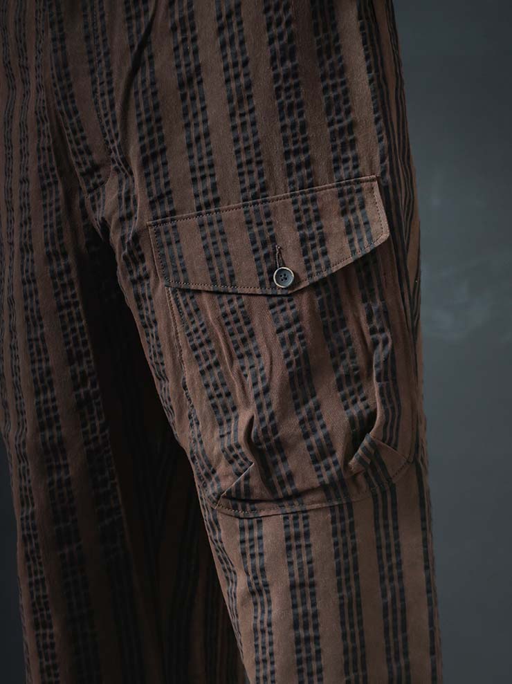 UMA WANG<br> MENS striped trousers / BROWN × BLACK