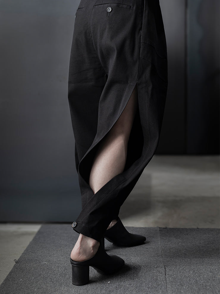 UMA WANG<br> WOMENS BACK OPEN TROUSER / BLACK