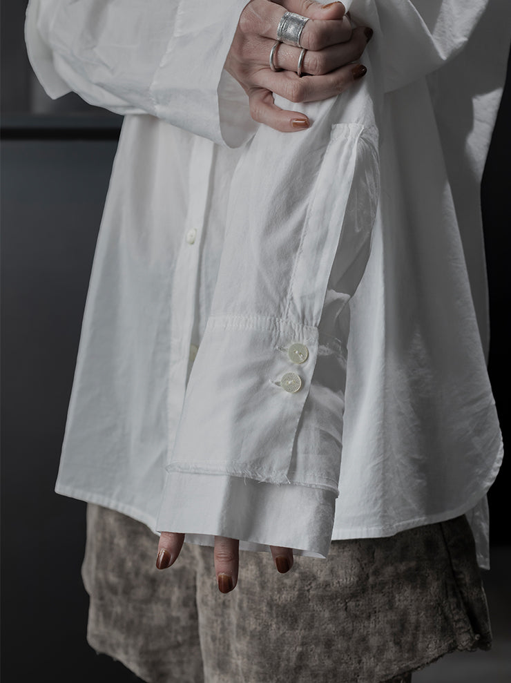 TOTUM<br>WOMENS ダブルレイヤーカフシャツ / WHITE