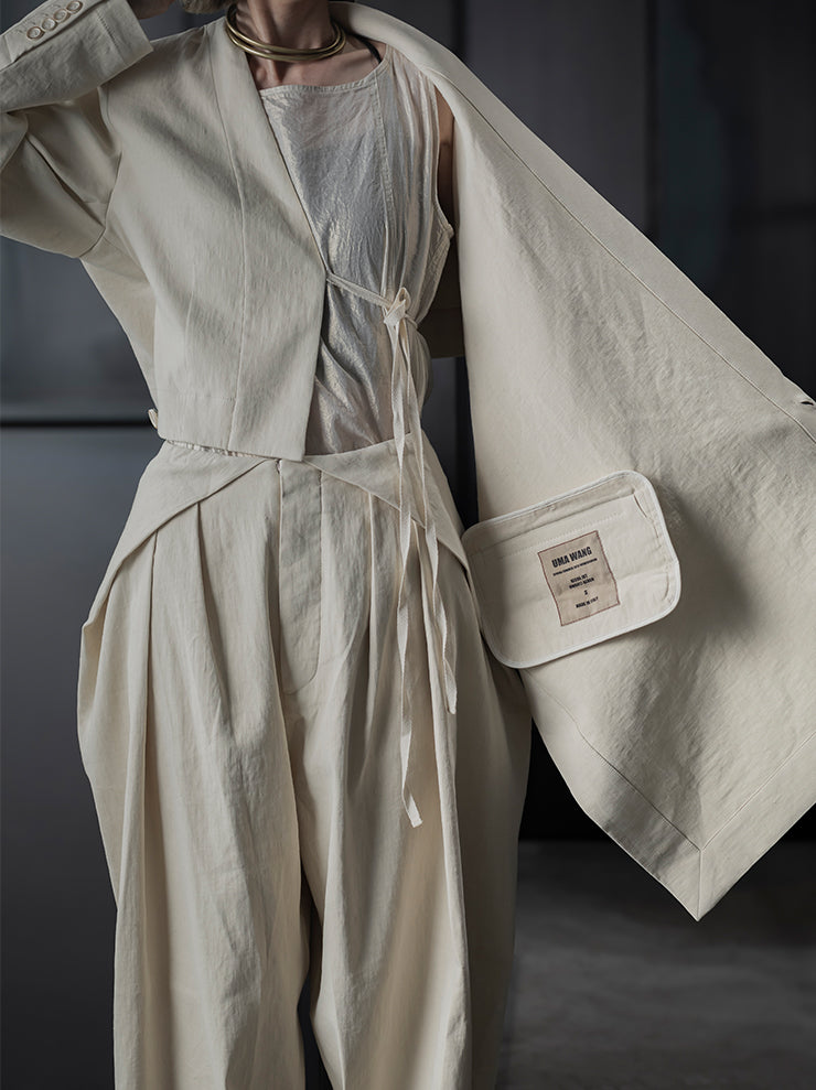 UMA WANG<br> WOMENS ASYMMETRIC JACKET / OFF WHITE