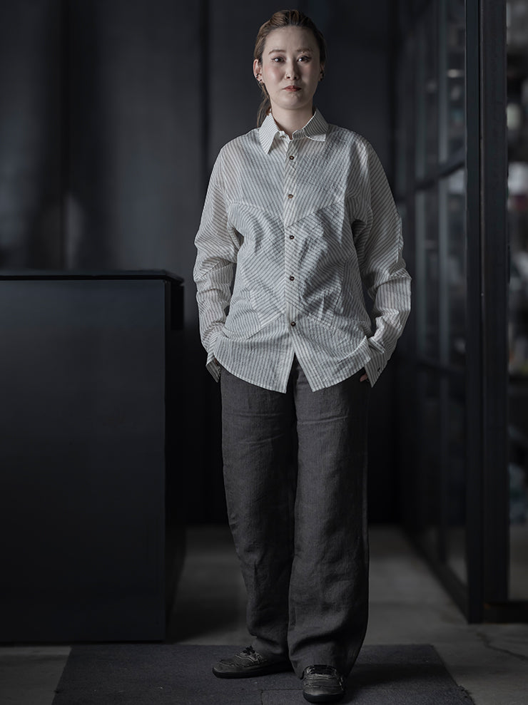 K'ANG<br> UNISEX SANPIETRINI PATCHED OVERSIZE SHIRT / OFF WHITE