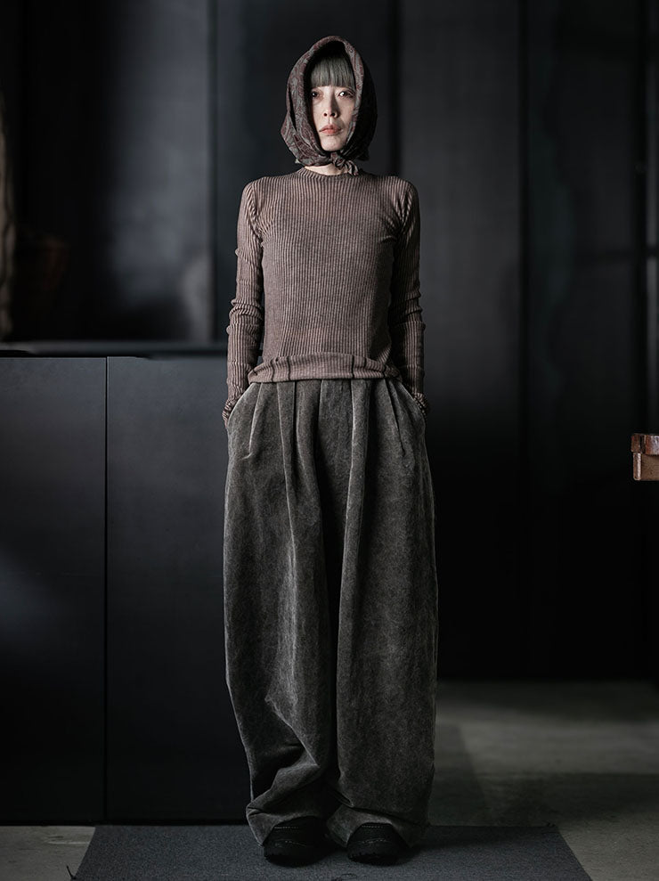 UMA WANG<br>WOMENS LONG SLEEVE TOP / BROWN