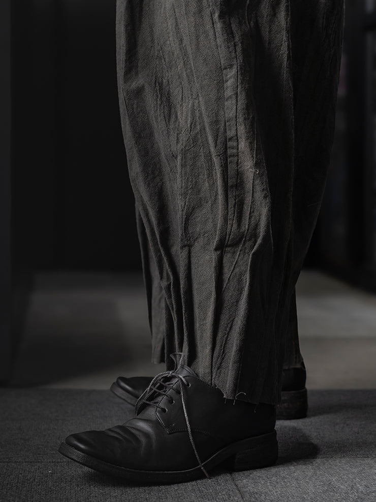 CHIAHUNG-SU<br>UNISEX HAND DYED PLEATED WIDE TROUSER / UNEVEN GREY