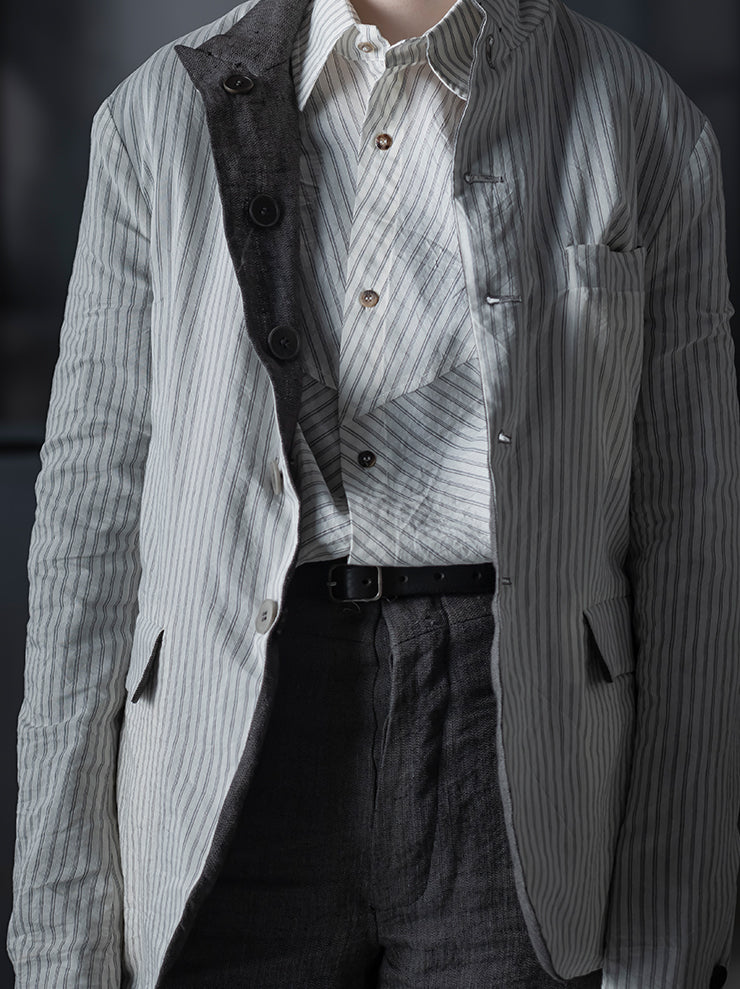K'ANG<br> UNISEX 5 BUTTON REVERSIBLE JACKET / OFF WHITE + DARK GRAY