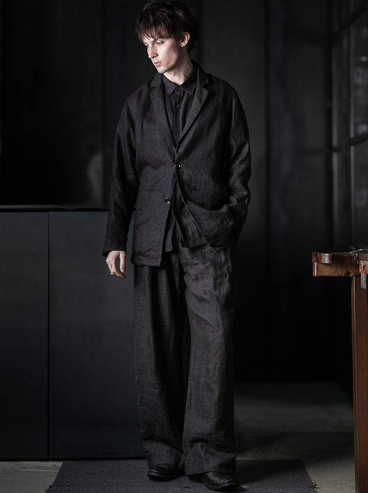 toward(s)<br>STOCK BLAZER IN LINEN WITH STERLING SILVER BUTTONS / Brown & Black