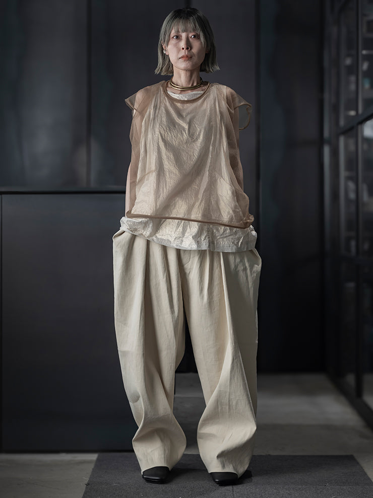 UMA WANG <br>WOMENS チュールスリーブレストップス / MUSTARD