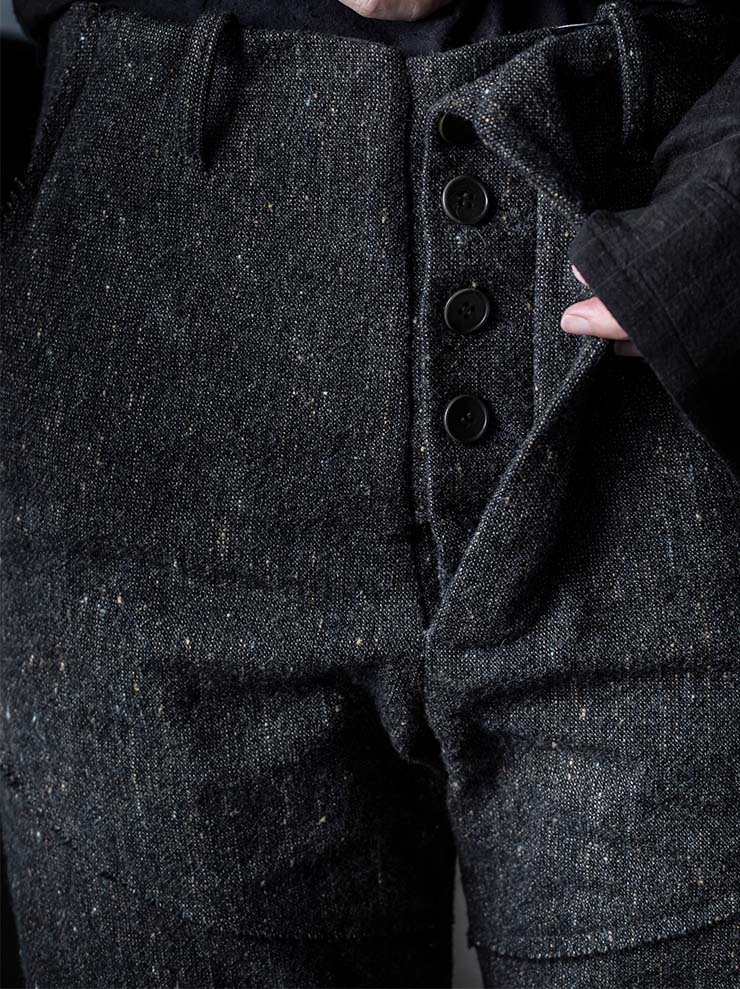 K'ANG<br>MENS SANPIETRINI PACHED WIDE FIT TROUSERS / DARK GREY