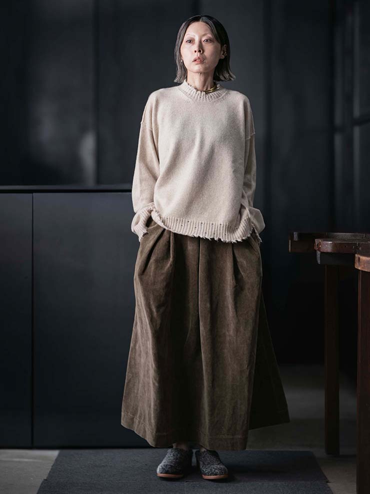 UMA WANG<br> WOMENS CACHMERE LONG SLEEVE KNIT / TAN
