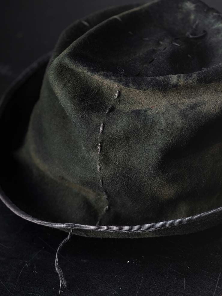 HORISAKI<br> ONE OF A KIND COLLECTION Rabbit Fur Felt Hat OOAK24 NO.120 / GREEN