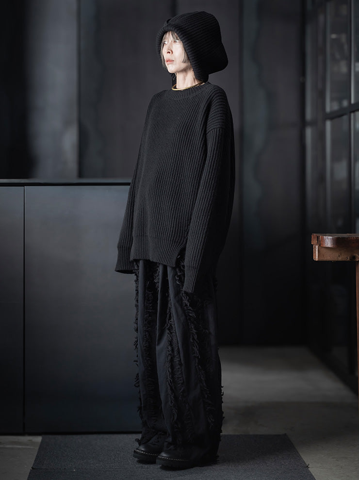 UMA WANG<br>WOMENS CASHMERE OVER TOP / BLACK
