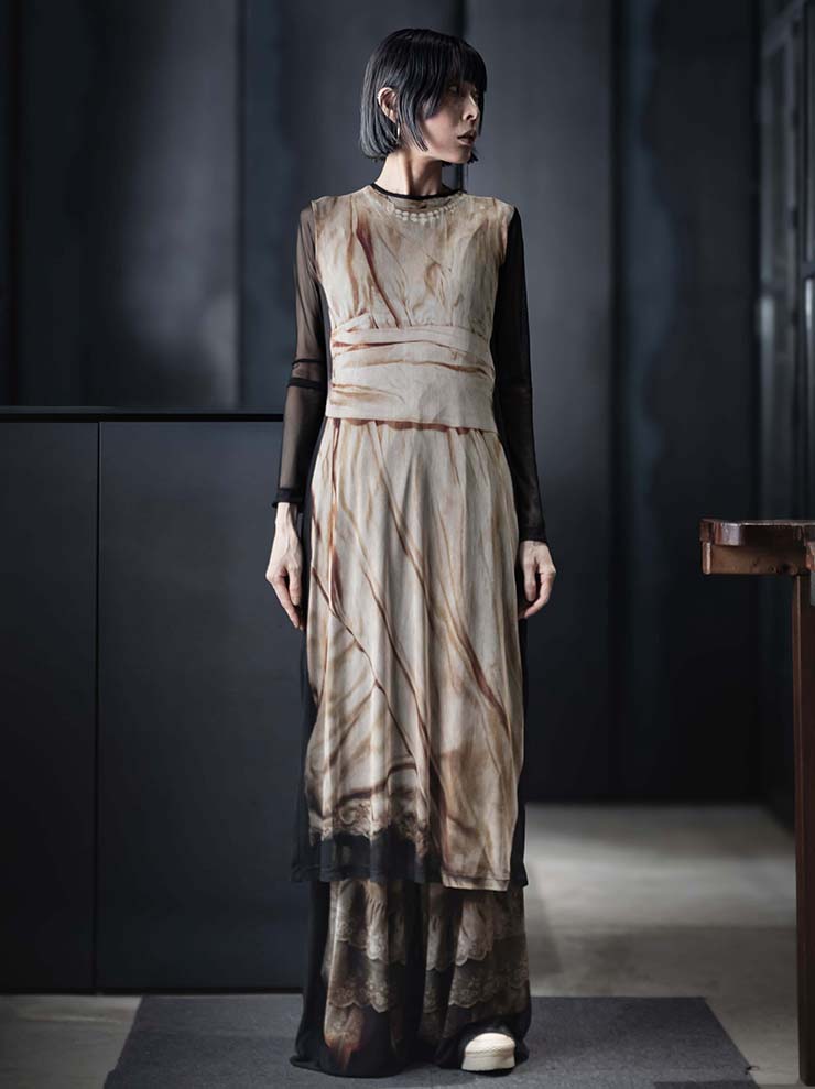 IA LONDON<br> WOMENS A-LINE FITTED MIDI DRESS / SATEEN CAMISOLE