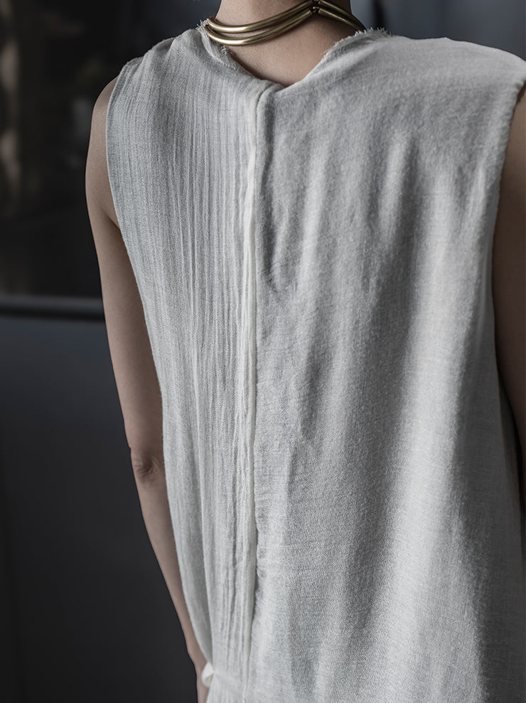 CHIAHUNG-SU<br> WOMENS HAND WOVEN STRAPPING DRESS / WHITE