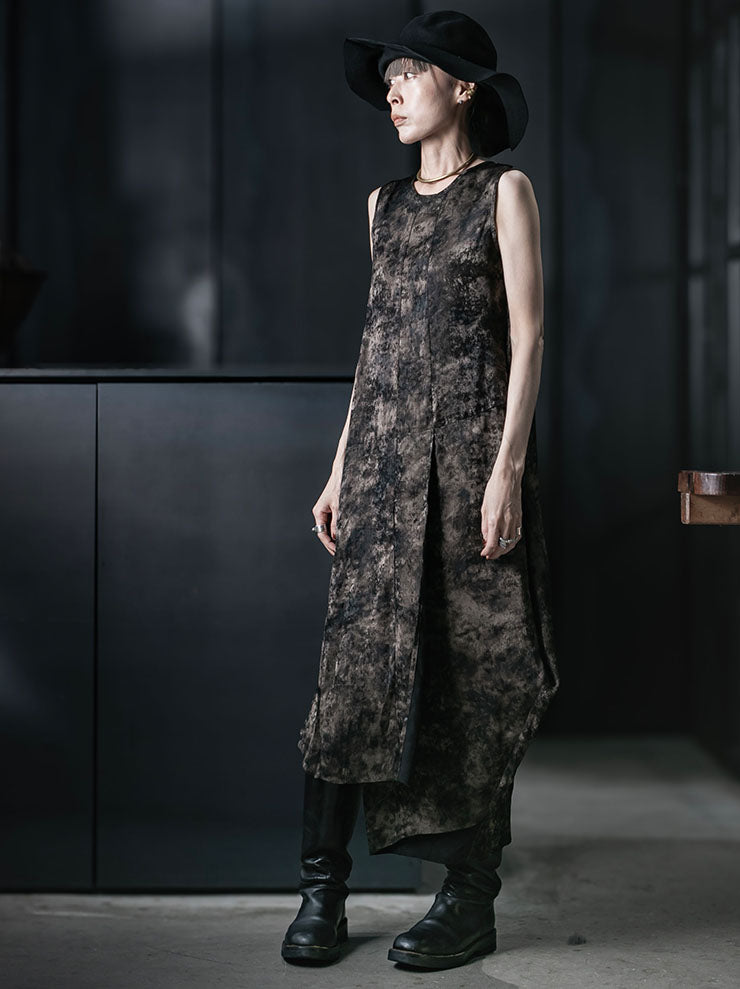 CHIAHUNG SU<br>WOMENS HAND DYED WATERED GAUZE STRAPPING DRESS / WATERED GAUZE