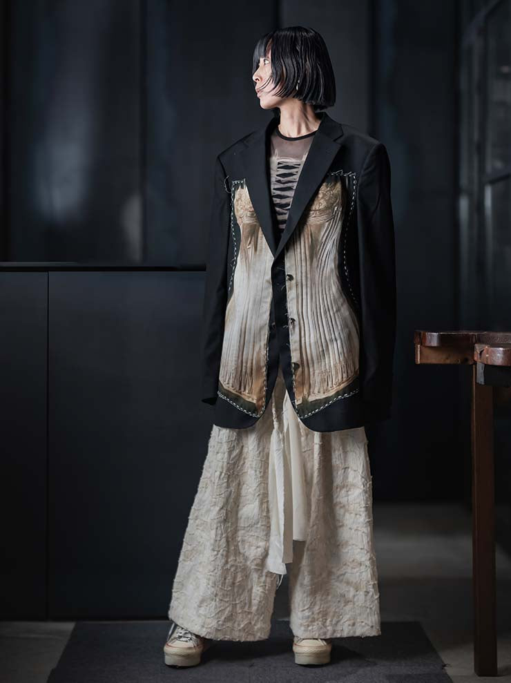 IA LONDON<br> WOMENS OVERSIZED HAND-STITCHED BLAZER / CORSET PRINT