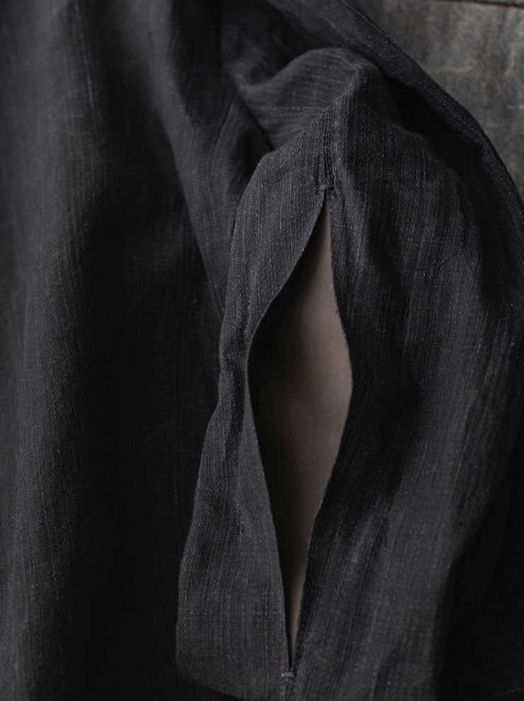K'ANG<br> MENS BACK / ELBOW SPLIT LATER UNLINED DUST COAT / BLACK