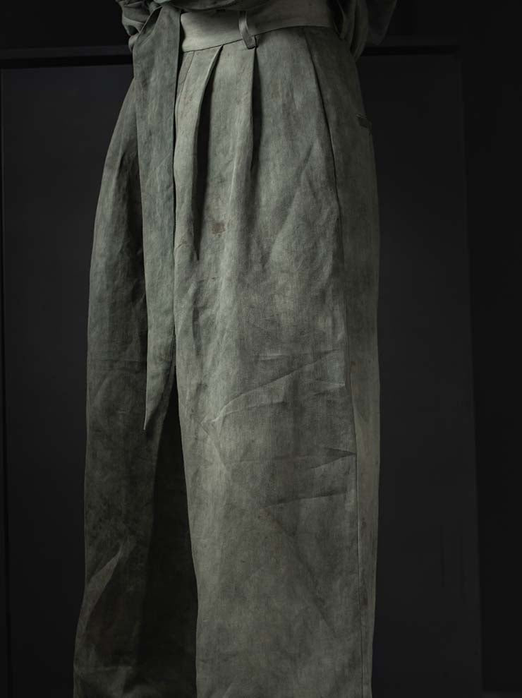 UMA WANG<br> WOMENS LINEN COTTON WIDE LEG TROUSER / VENICE BLUE