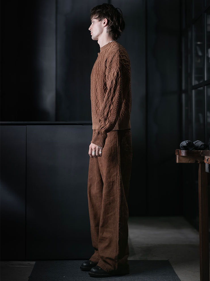 KINYAN LAM<br>UNISEX Natural Dye Slanted Collar Sweater / Brown