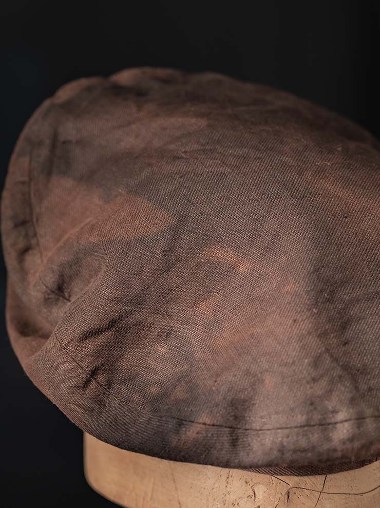HORISAKI<br> ONE OF A KIND COLLECTION Cotton Linen Beret OOAK24 NO. 11 / BROWN