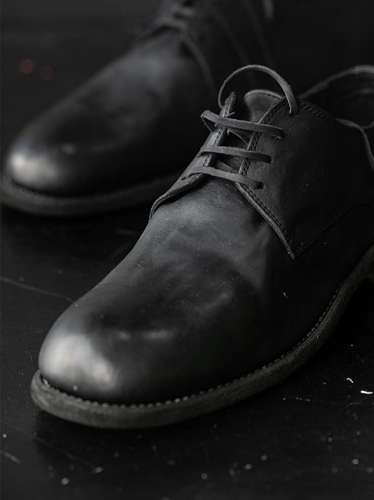 GUIDI<br>MEN'S CLASSIC DERBY SOLE LEATHER 992X BLKT / HORSE FULL GRAIN