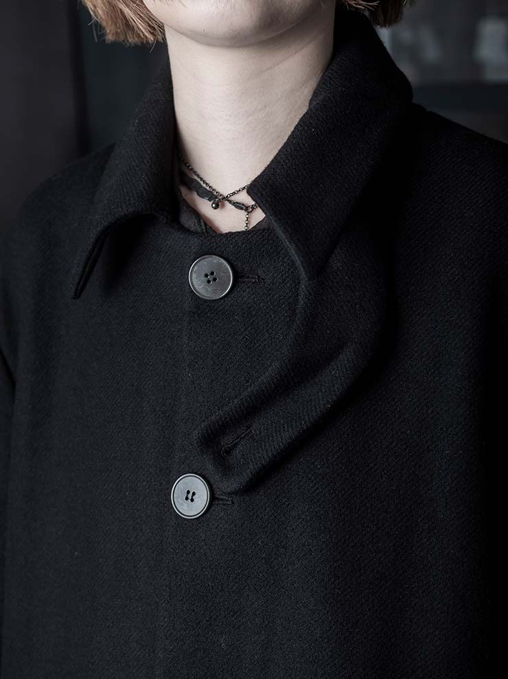 K'ANG<br> UNISEX OVERSIZE SINGLE BREASTED WITH COLLAR CLOSER COAT / BLACK