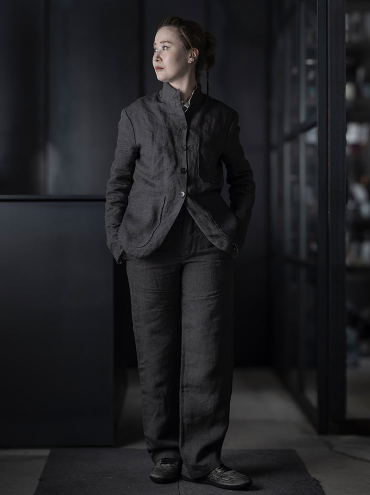 K'ANG<br> UNISEX 5 BUTTON REVERSIBLE JACKET / OFF WHITE + DARK GRAY