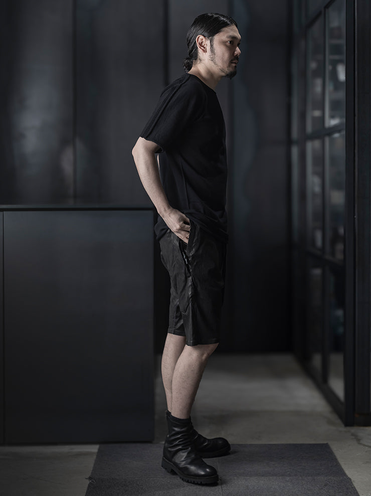 ISAAC SELLAM EXPERIENCE<br>MENS コットンニットTシャツ / NOIR