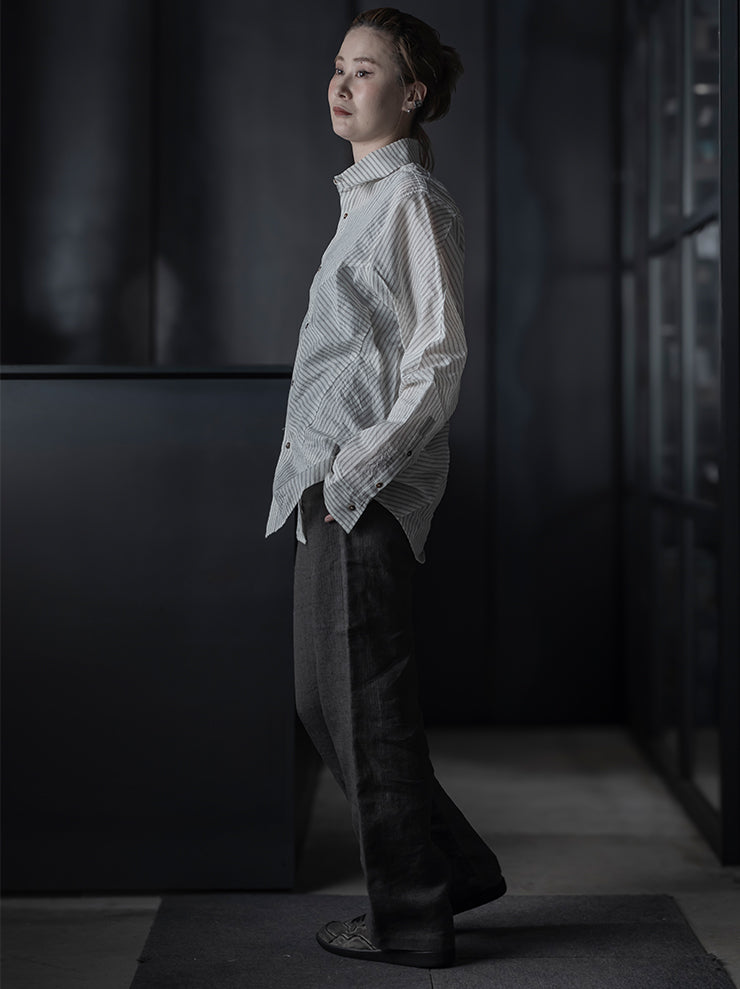 K'ANG<br> UNISEX SANPIETRINI PATCHED OVERSIZE SHIRT / OFF WHITE