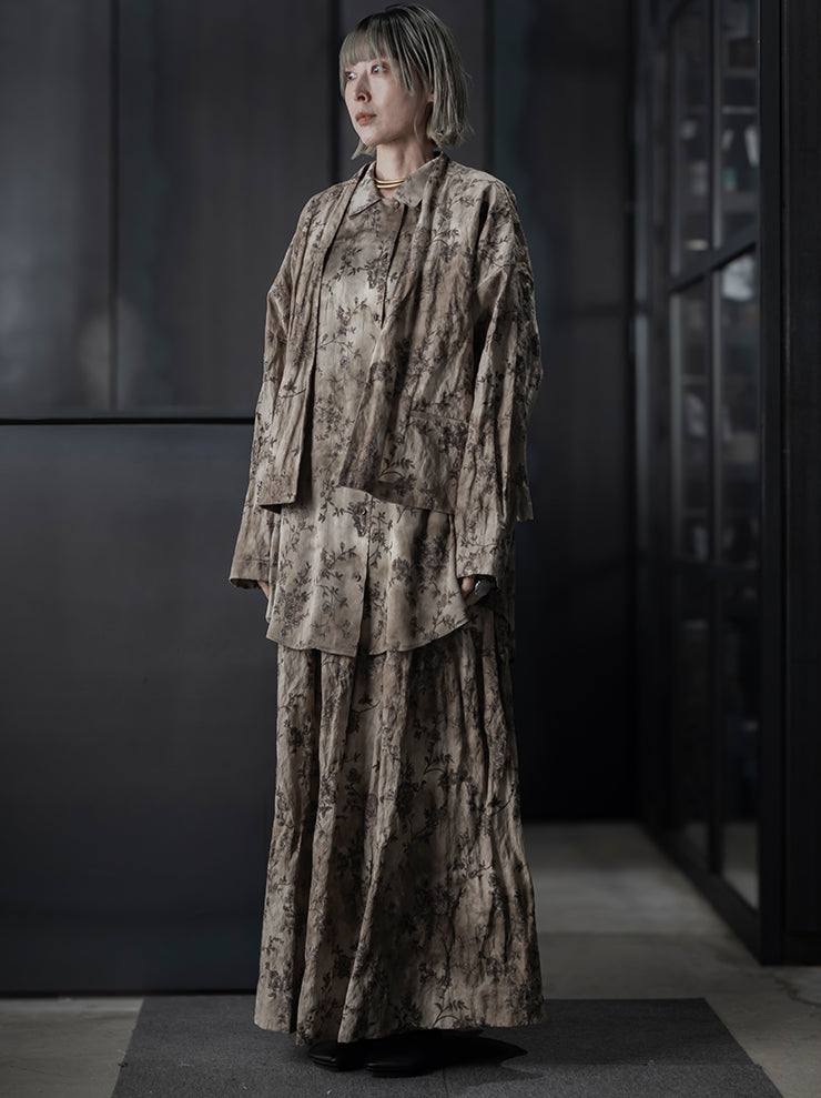 UMA WANG <br>WOMENS フラワープリントジャケット / DIRTY WHITE × GREY