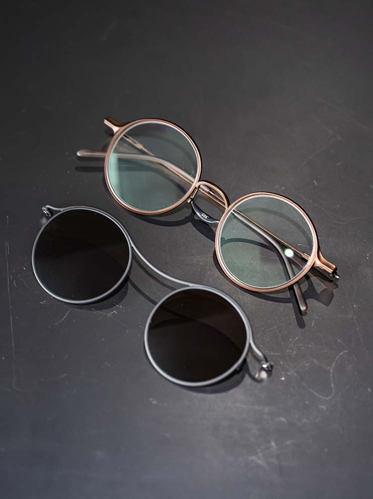 RIGARDS × THE VIRIDI-ANNE<br> TITANIUM & STAINLESS STEEL FRAME SUNGLASSES / BRONZE FRAME x DARK GRAY CLIP / RG2000TVA