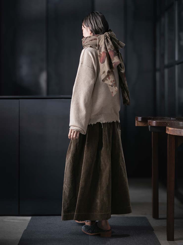 UMA WANG<br>WOOL SCARF / TAN/RED/GREEN