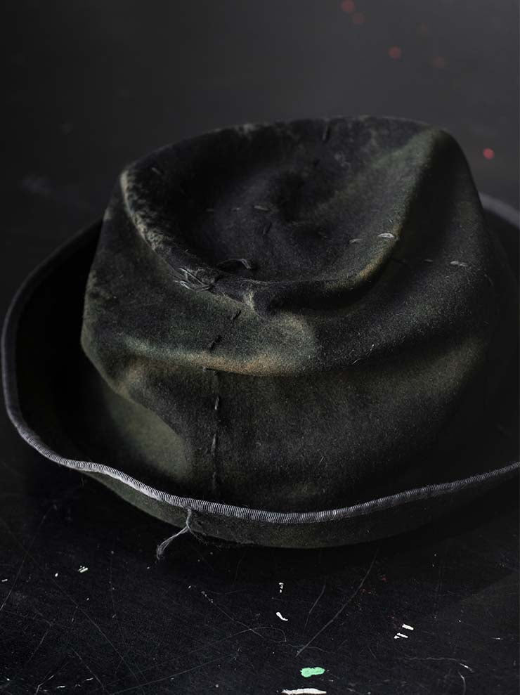 HORISAKI<br> ONE OF A KIND COLLECTION Rabbit Fur Felt Hat OOAK24 NO.120 / GREEN