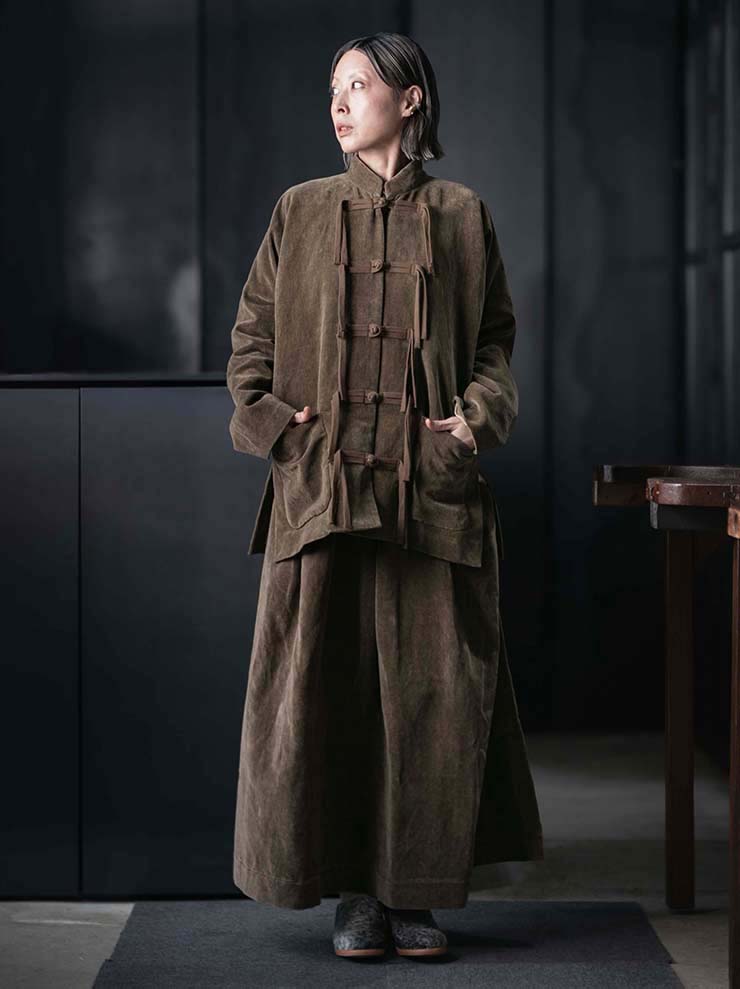 UMA WANG<br>WOMENS VELVET JACKET / MUSTARD