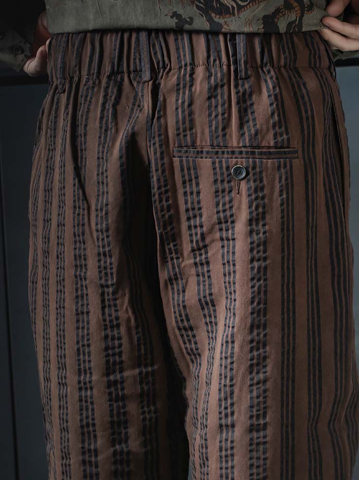 UMA WANG<br> MENS striped trousers / BROWN × BLACK