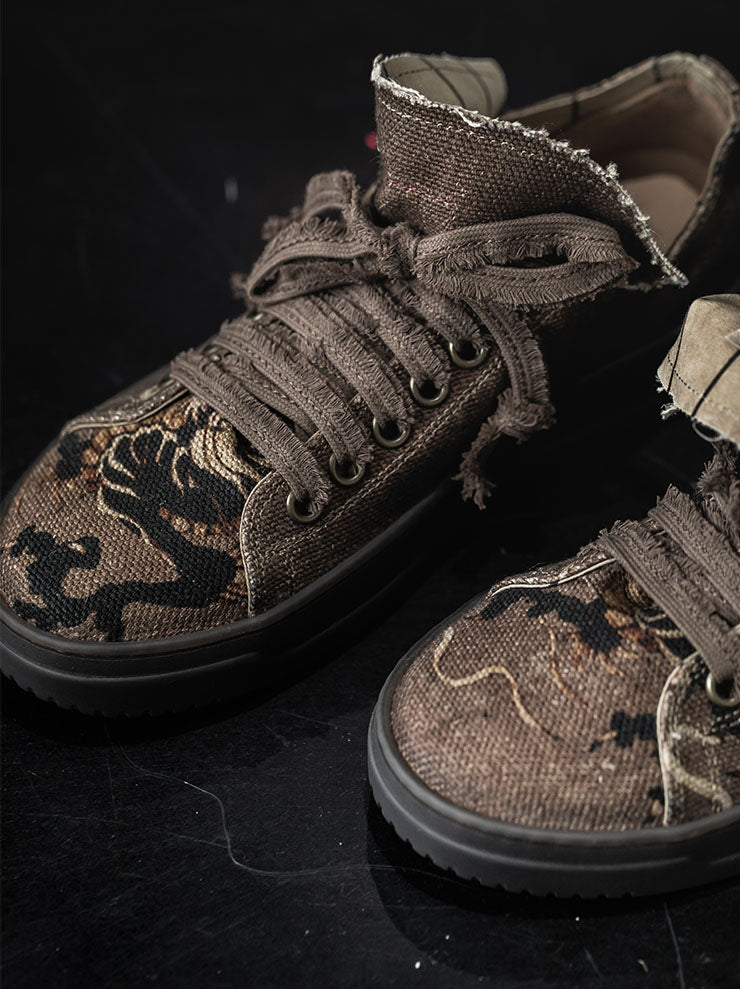 UMA WANG<br> WOMENS printed low-cut sneakers / ROSE × BLACK