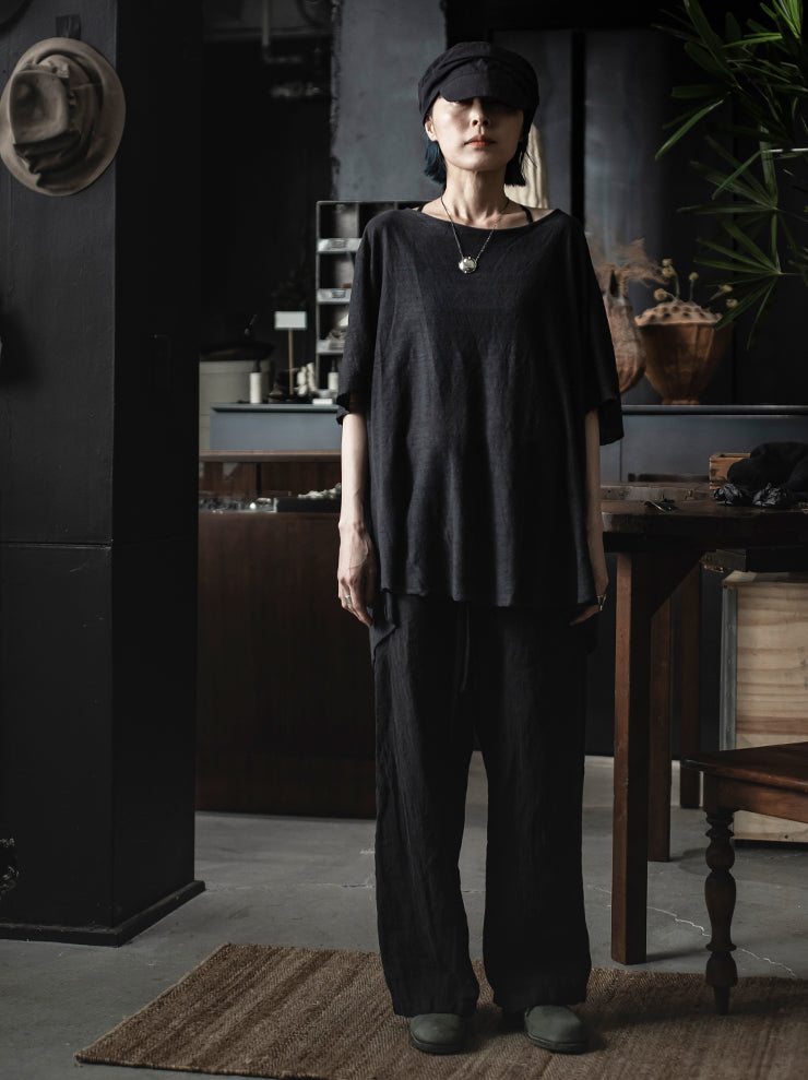 ATELIER SUPPAN<br> WOMENS BLACK HEMP T-SHIRT
