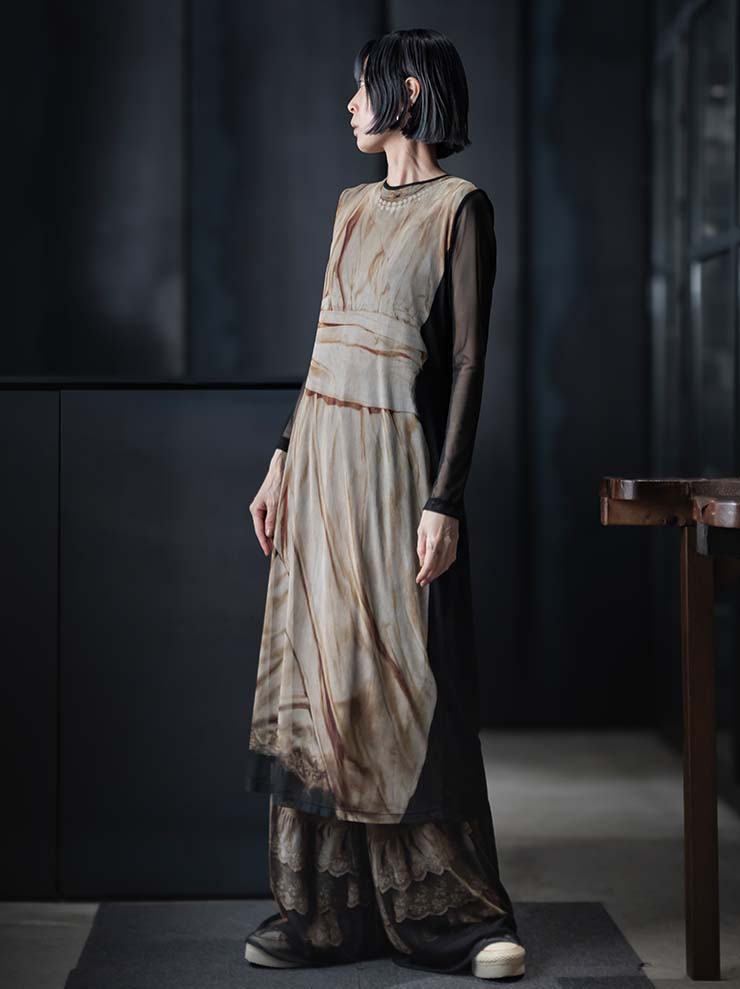 IA LONDON<br> WOMENS A-LINE FITTED MIDI DRESS / SATEEN CAMISOLE