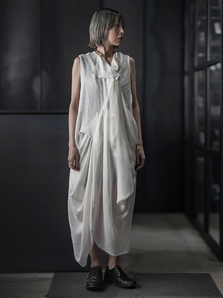 CHIAHUNG-SU<br> WOMENS HAND WOVEN STRAPPING DRESS / WHITE