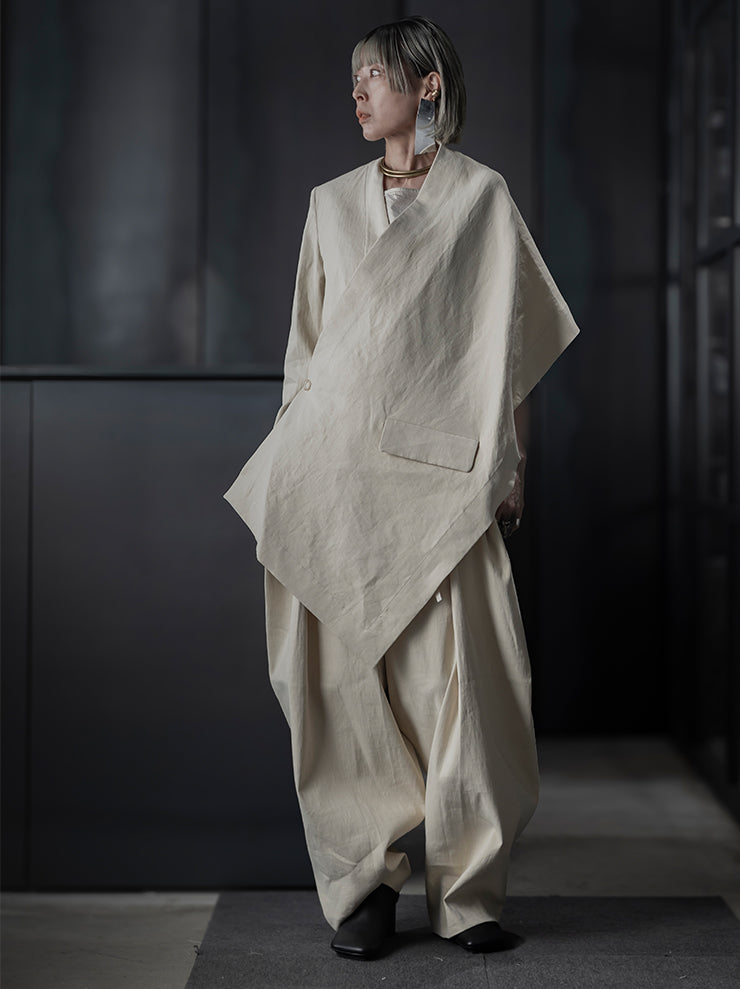 UMA WANG<br> WOMENS ASYMMETRIC JACKET / OFF WHITE