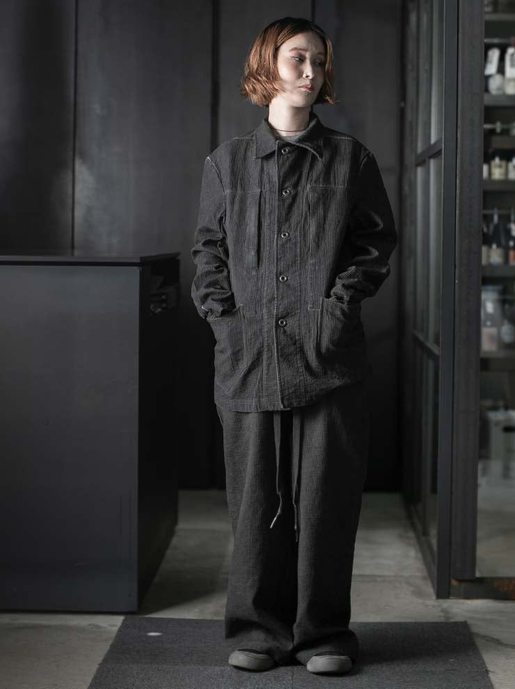 69 by ISAAC SELLAM <br>MENS Striped Work Jacket / PLOMB