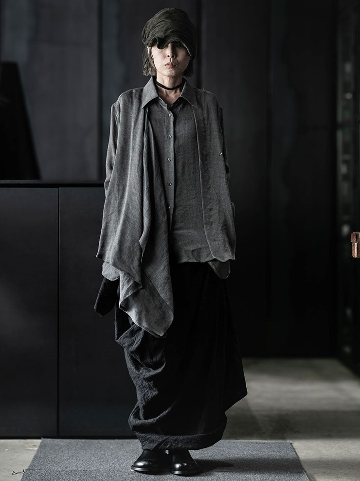 CHIAHUNG SU<br>DRAPE SKIRT / BLACK