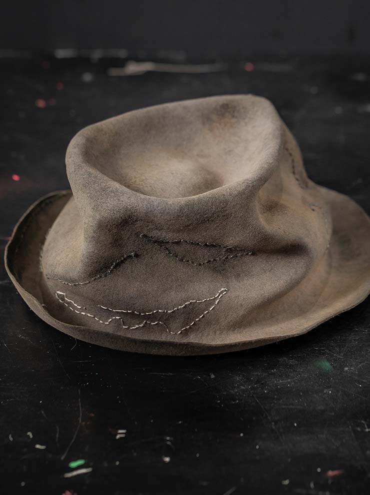 HORISAKI<br> ONE OF A KIND COLLECTION RABBIT FUR FELT HAT OOAK24 NO.30 / GREY