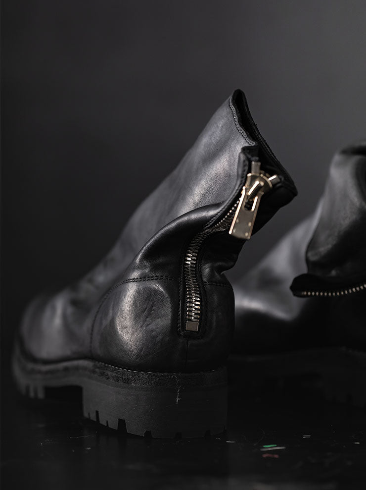 GUIDI<br> MENS BACK ZIP BOOTS 796V BLKT / HORSE