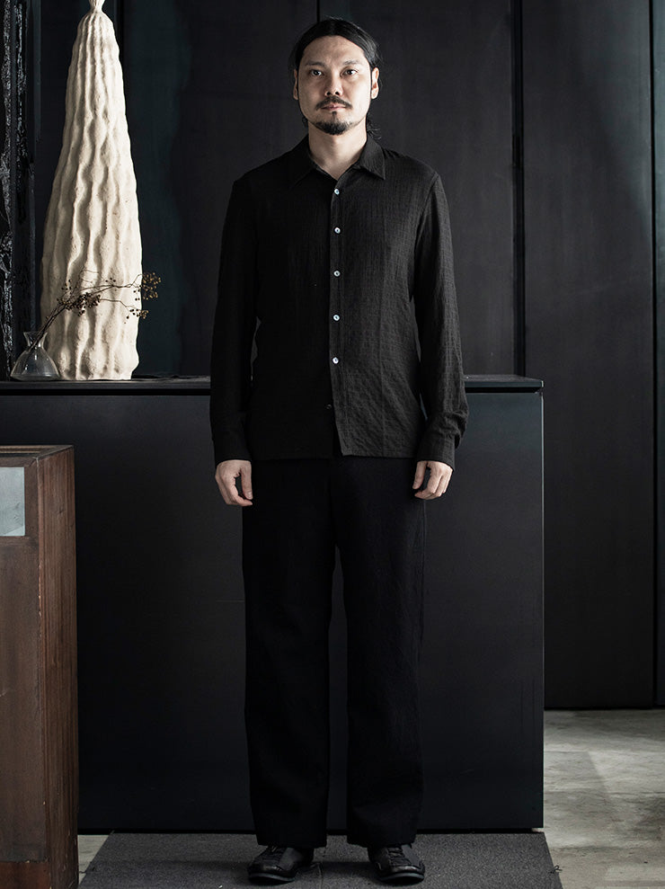 K'ANG<br> UNISEX BELTED HIP WIDE-FIT TROUSERS / BLACK