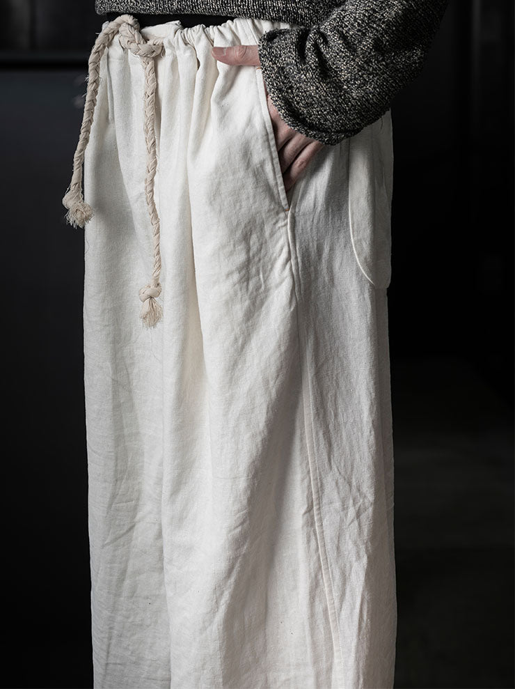 MONAD<br> Lewis Relaxed wide leg Drawcord Pant / Natural/Undyed