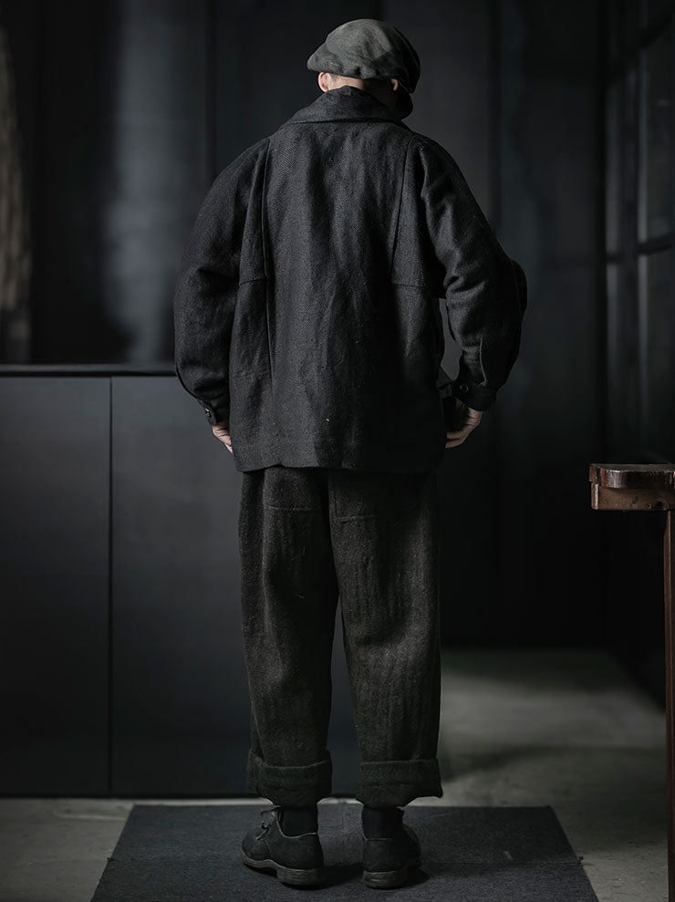 GATHERING<br>UNISEX FARMER JACKET / INDIGO BLACK