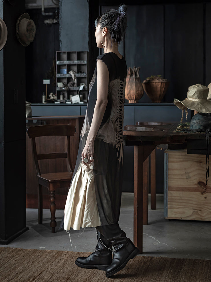 IA LONDON<br>WOMENS SLEEVELESS MESH DRESS / CORSET PRINT