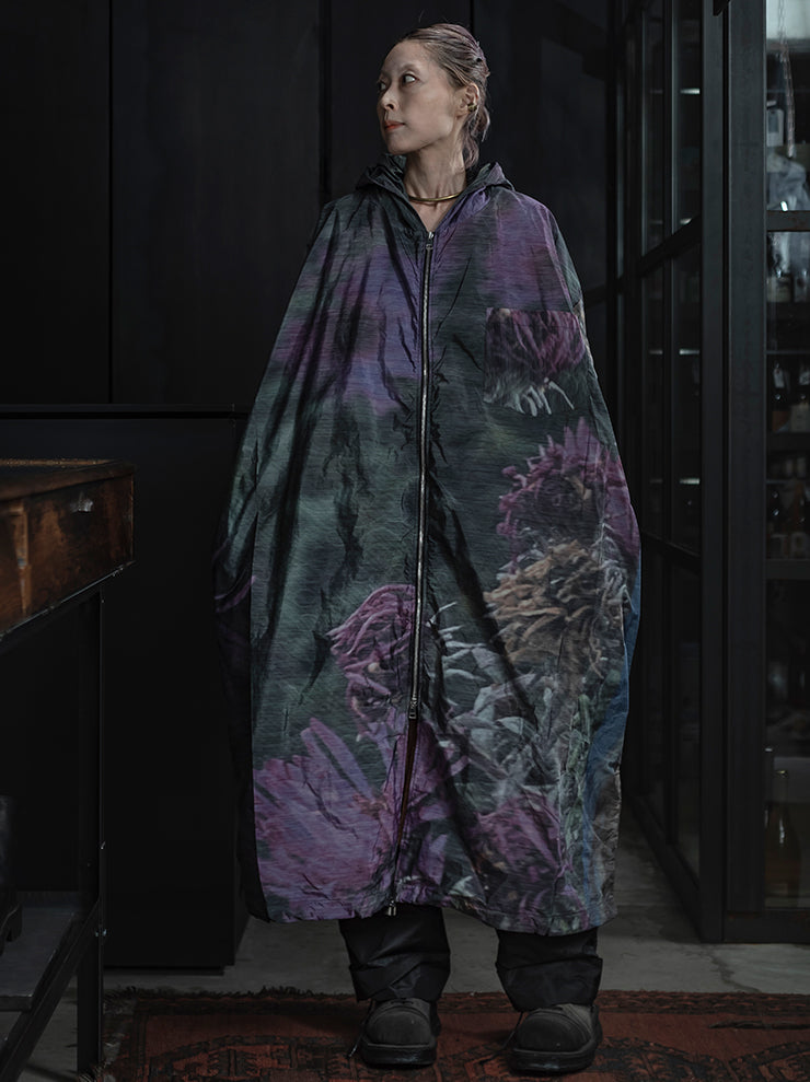 BARBARA BOLOGNA<br> WOMENS PRINT HOODIE ZIP LONGR RAIN COAT
