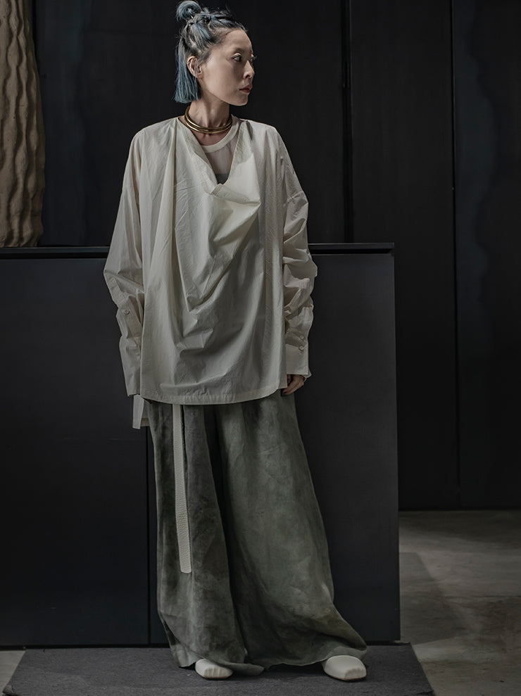 UMA WANG<br> WOMENS PULLOVER SHIRT / OFF WHITE
