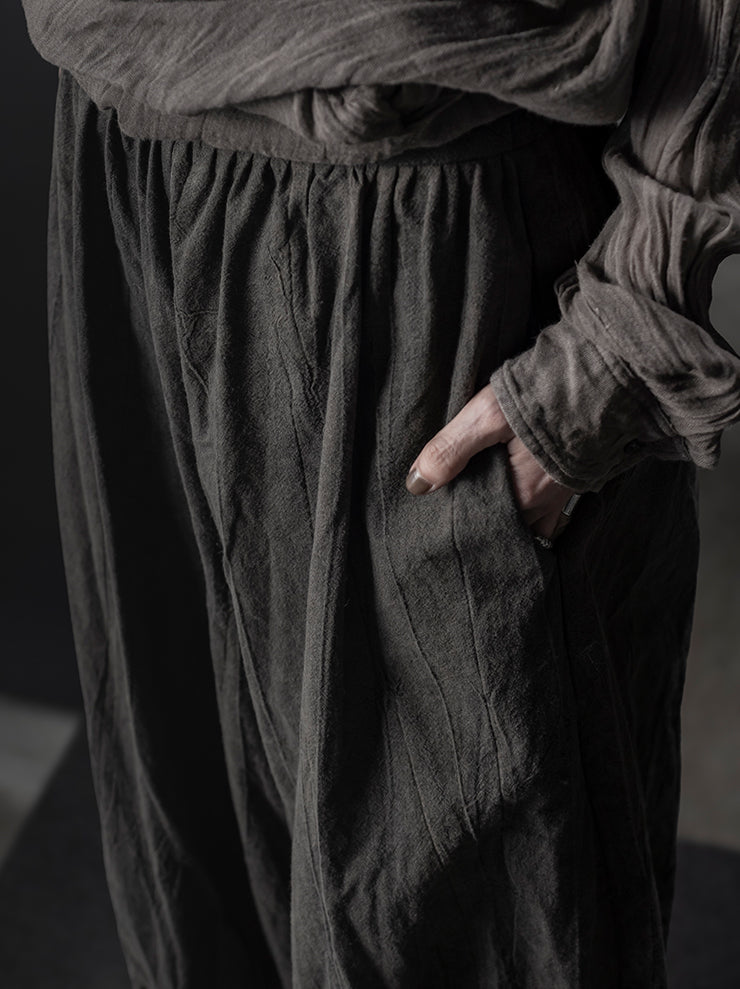 CHIAHUNG-SU<br>UNISEX HAND DYED PLEATED WIDE TROUSER / UNEVEN GREY
