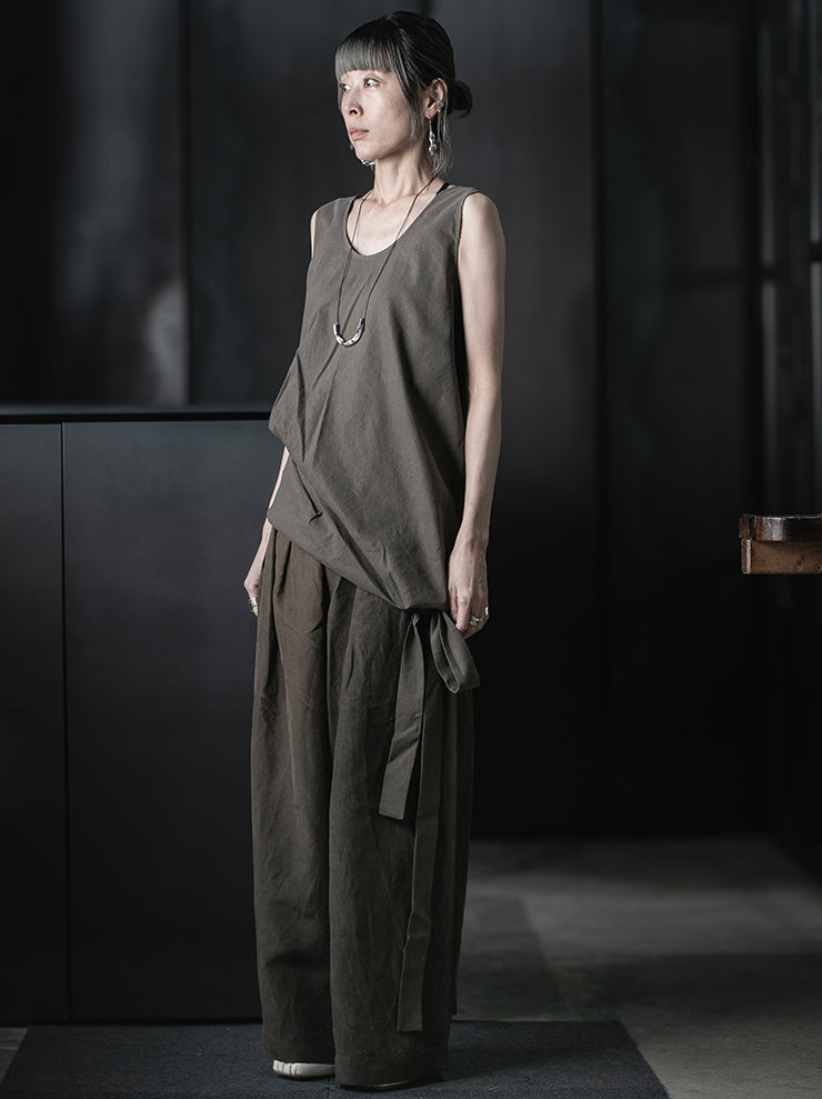 UMA WANG<br>WOMENS TARA TOP / DARK GREY